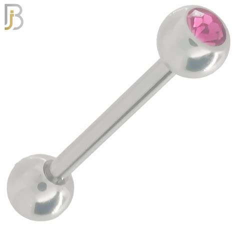 316l Surgical Steel Barbell With Bezel Setting Ball Assorted Color Zircon Screw External