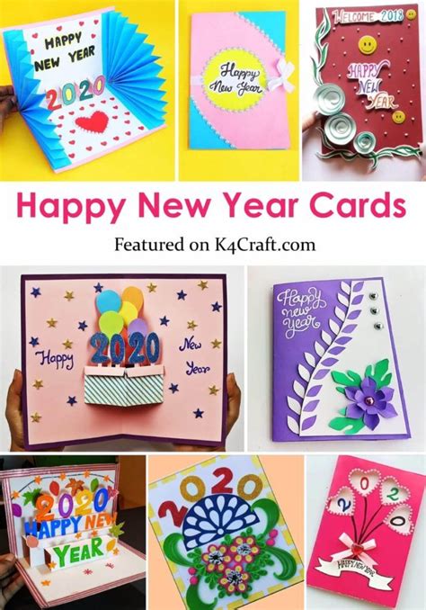 New Year Card Design 2020 Handmade Colors Paper Diy Greeting Cards For New Year Beautiful