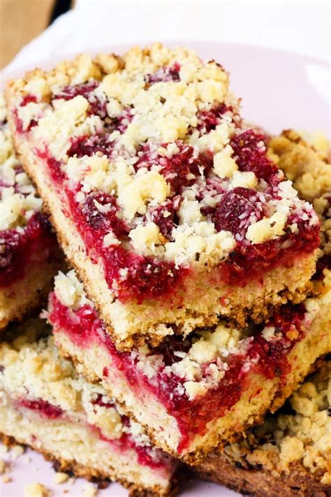 Raspberry Crumb Bars Recipe Fresh Raspberries On A Flaky Pastry Crust