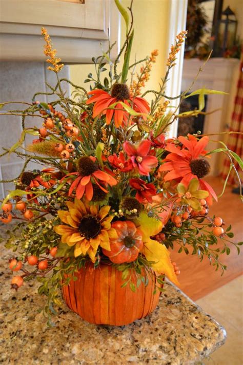 Fall Pumpkin Basket Arrangement Fall Flowers Wedding