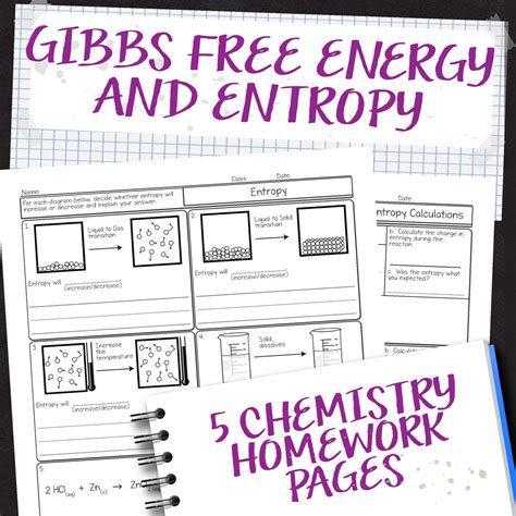 Chemistry Unit Gibbs Free Energy Homework Pages Store Science And Math With Mrs Lau