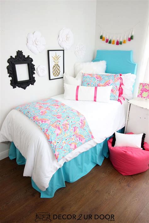 lilly flamingo print dorm bedding set in 2021 dorm bedding sets pink dorm rooms girls dorm room