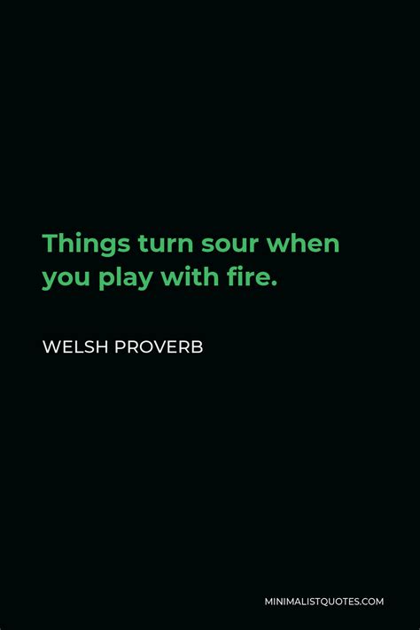 Welsh Proverb Things Turn Sour When You Play With Fire Minimalist