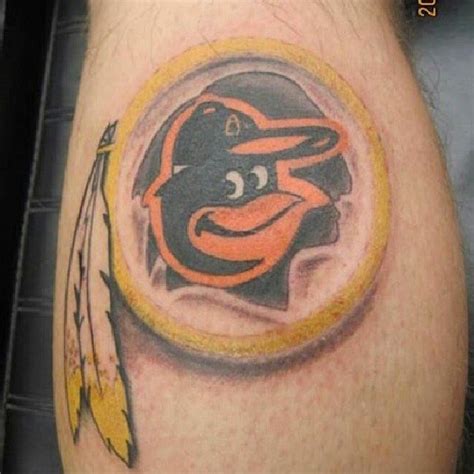 Some Asshole Got A Tattoo Of An Orioles Logo On Top Of A Redskins Logo