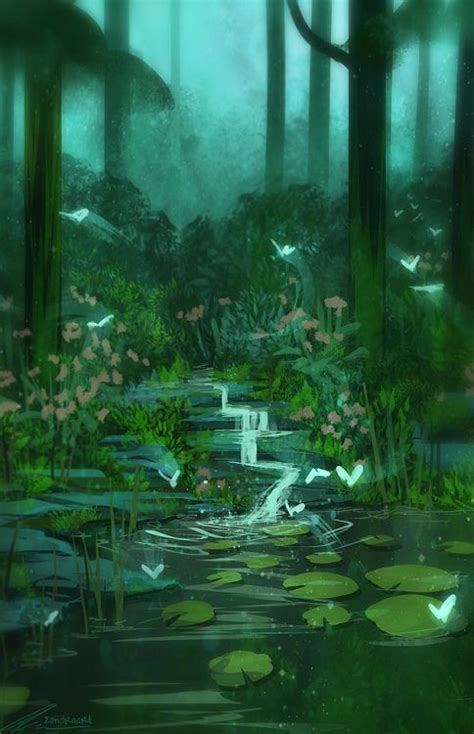 Zandraart Mystic Pond Anime Scenery Fantasy Landscape