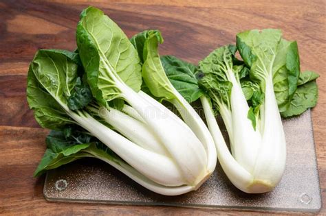 Young Organic White Bok Choy Or Bak Choi Chinese Cabbage Ready To Cook