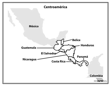 Mapa De Centroamérica Con Nombres Para Imprimir