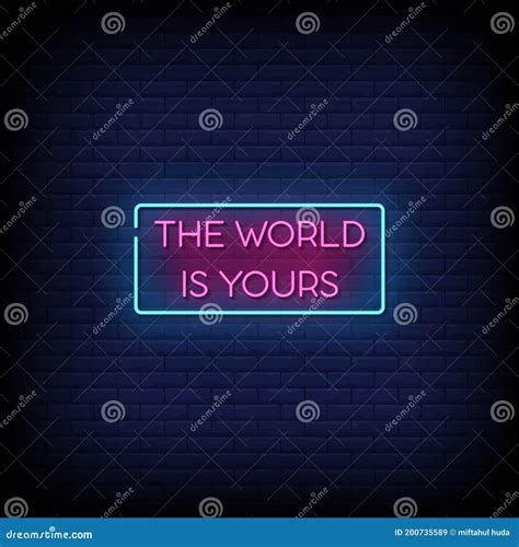 The World Is Yours Neon Signs Style Text Vector Stock Vector
