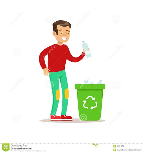 Because dispose of cannot go with into, while throw can. Boy Throwing Plastic Waste In Recycling Garbage Bin ...