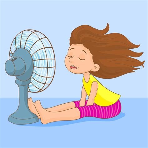 Girl Cooling Herself With A Fan 2368242 Vector Art At Vecteezy