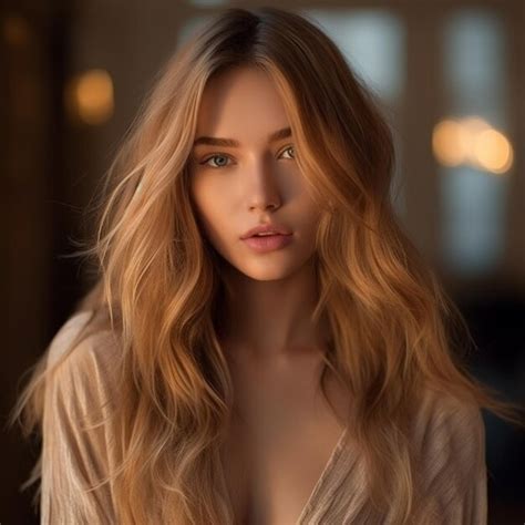 premium ai image a model with long blonde hair and a long blonde hair