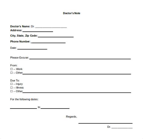 Print Out Doctors Excuse Template Business