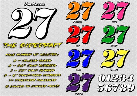 The Side Draft Race Car Number Decal Kit Racing Graphics