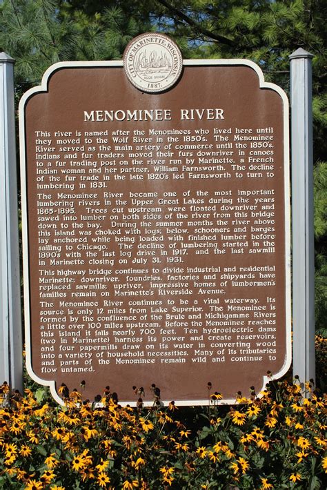 Wisconsin Historical Markers Menominee River