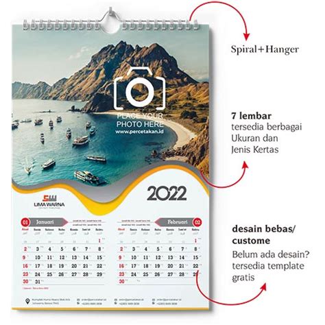 Harga Kalender Dinding Spiral 2023 Terbaru Lima Warna Offset Printing