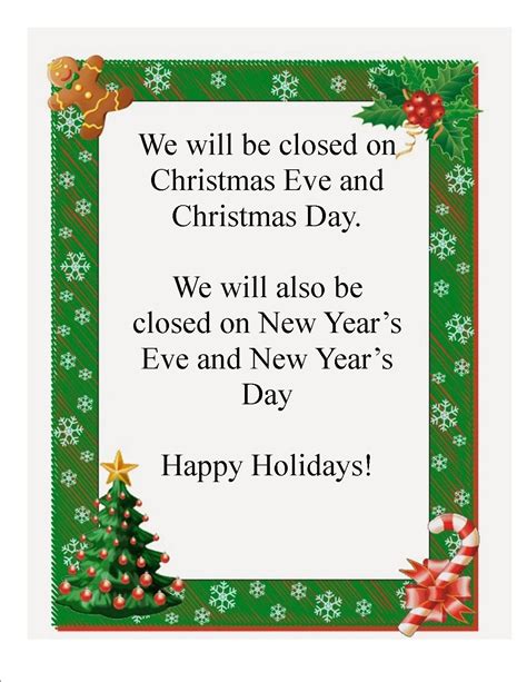 Free Printable Holiday Closed Signs For Businesses Printable Word