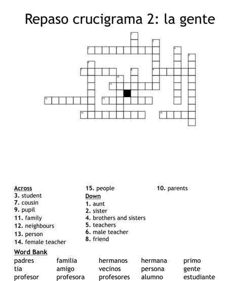 Repaso Crucigrama 2 La Gente Crossword Wordmint