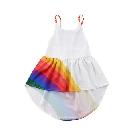 Princess Toddler Kids Baby Girl Rainbow Dress Sleeveless Backless Strap