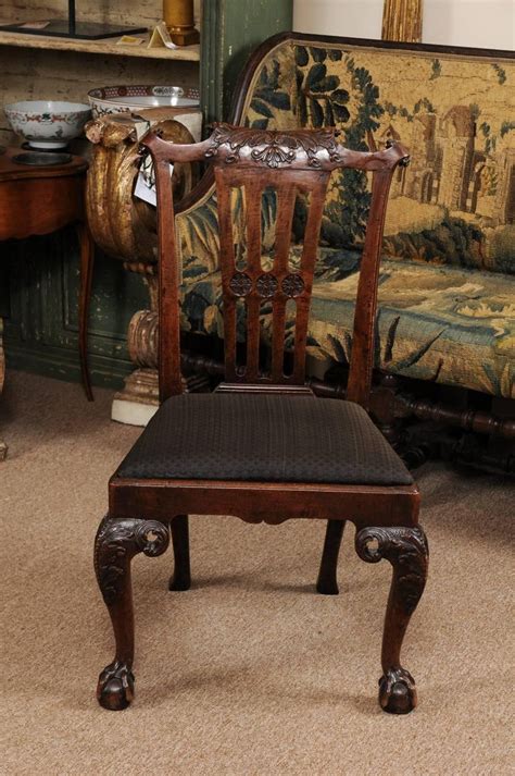 18th Century English Chippendale Side Chair In Walnut With Pierced Back