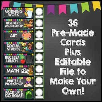 chalkboard schedule cards editable  cupcakes