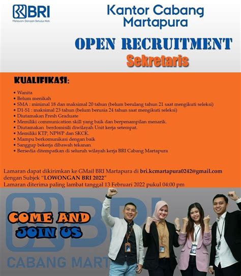 Lowongan Kerja Sekretaris And Frontliner Bank Bri Madingloker