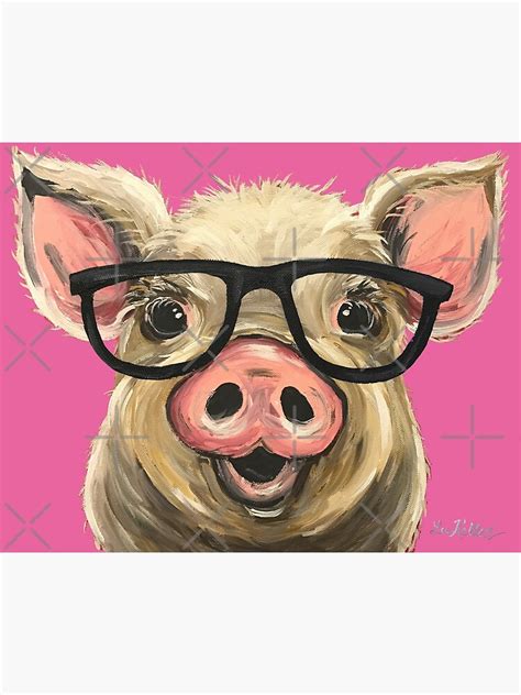 Pig With Glasses Art Cute Pig Art Photographic Print By Leekellerart