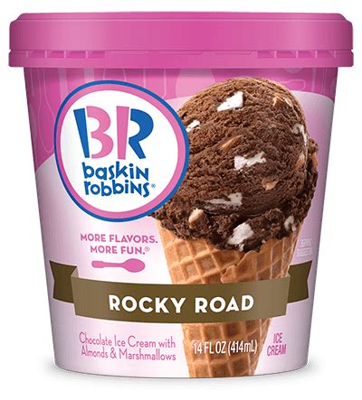Rocky road ice cream is a chocolate flavour, recently ranked tenth in popularity in the united states. Rocky Road | Baskin-Robbins® At Home