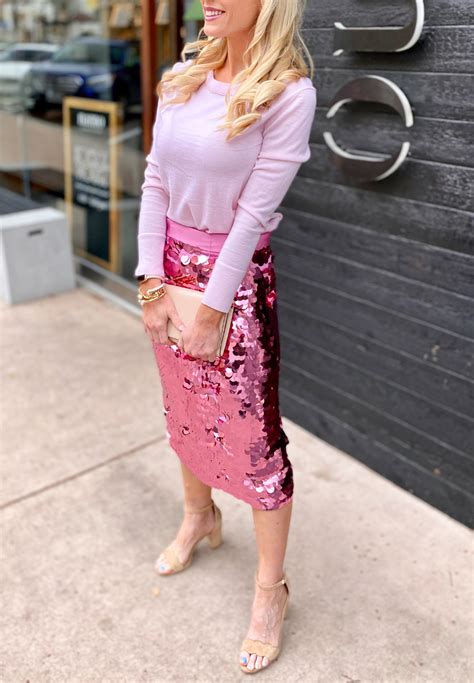 Gorgeous Sequin Skirt Pink Pencil Skirt Pencil Skirt Outfit Sequin