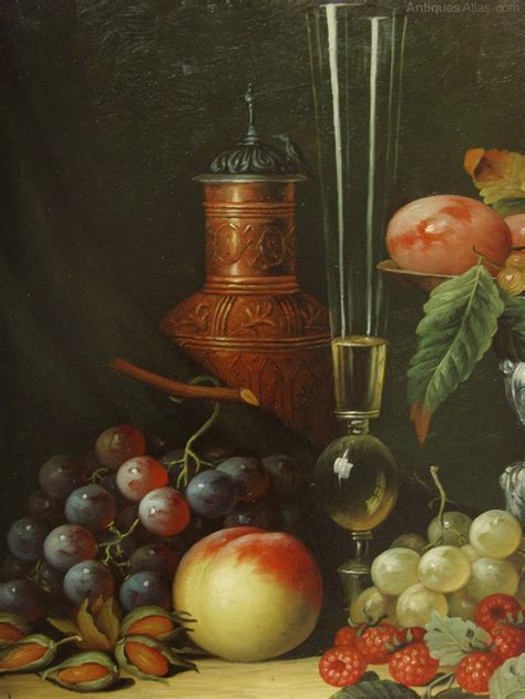 Antiques Atlas Still Life Oil Painting On Canvas Fruit And Vessels