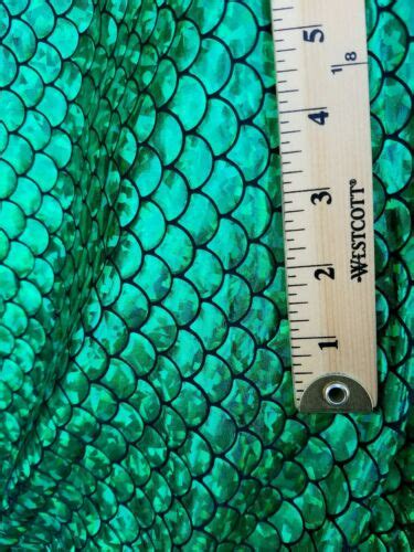 Green Mermaid Fish Scales Fabric By The Yard Fish Scales Print On Black