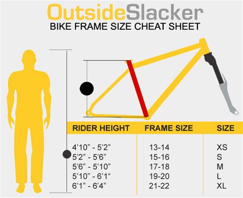 Bike Frame Size Cheat Sheet Outsideslacker