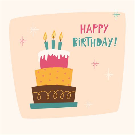 Happy Birthday Card With Cake Photoshop Vectors