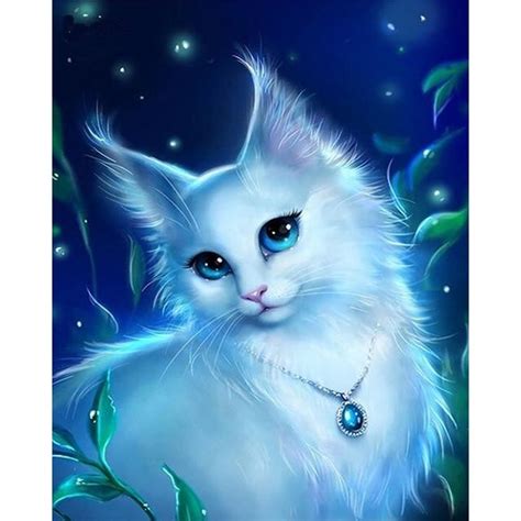 White Cat With Blue Eyes Diy Painting All Diamond Painting