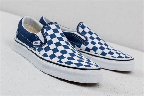 Vans Linen Classic Slip On Checkerboard Estate Blue For Men Lyst