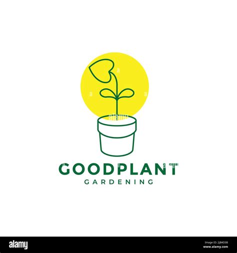 Line Pots With Love Leaf Plants Logo Design Vector Graphic Symbol Icon