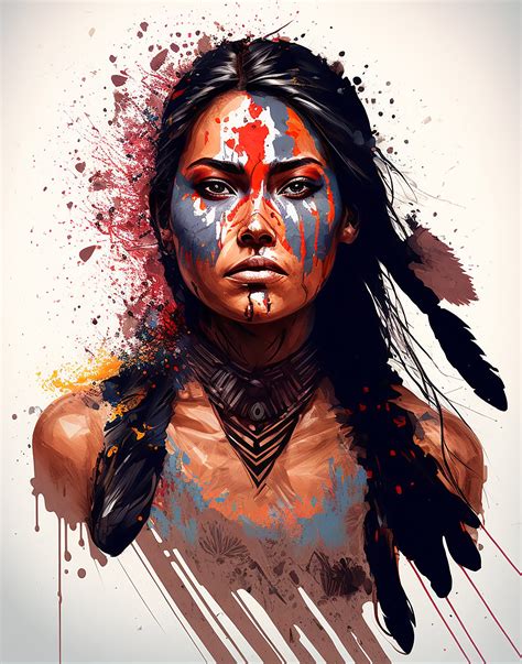 Beautiful Native American Female Warrior Native Instant Download Etsy