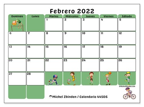 Calendario Febrero De 2022 Para Imprimir “445ds” Michel Zbinden Bo
