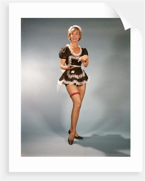 1960s Woman Wearing Short Black And White Lace French Maid