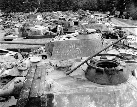 Captured German Armour And Equipment Dump In Normandy