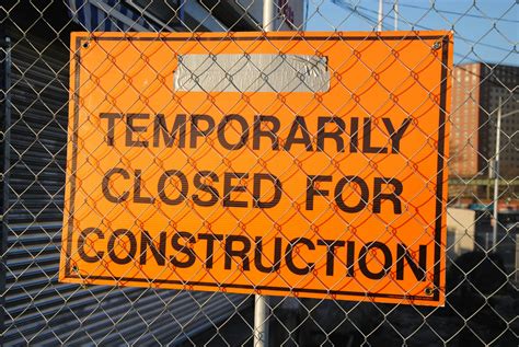 Orange And Black Temporarily Closed For Construction Signage · Free