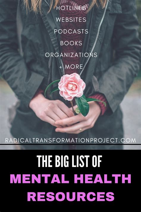 List Of Mental Health Resources Radical Transformation Project