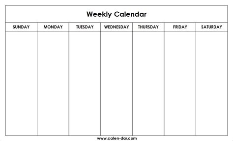 Weekly Calendar Printable With Time Slots Blank Weekly Schedule 26