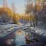 The First Snow Oil Painting By Evgeny Burmakin  Artfinder