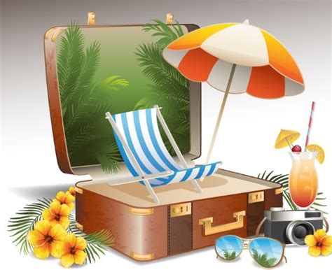 Free Vintage Summer Beach Vacation Design Elements Vector Titanui