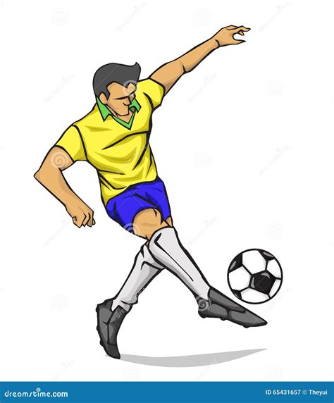 Vector Illustration Soccer Player Kicking The Ball Stock Vector