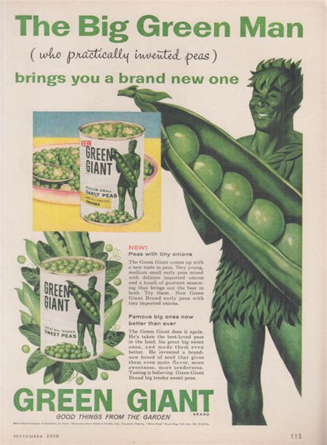 The Big Green Man Brings You Sweet Peas Jolly Green Giant Ad 1959