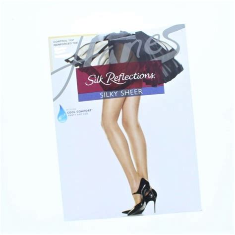 2 hanes silk reflections silky sheer cd natural 718 control top nylons pantyhose for sale online