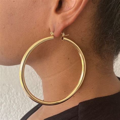 Xxl Oversize Gold Hoop Earrings 3 Inch Chunky Hoop Earrings Etsy