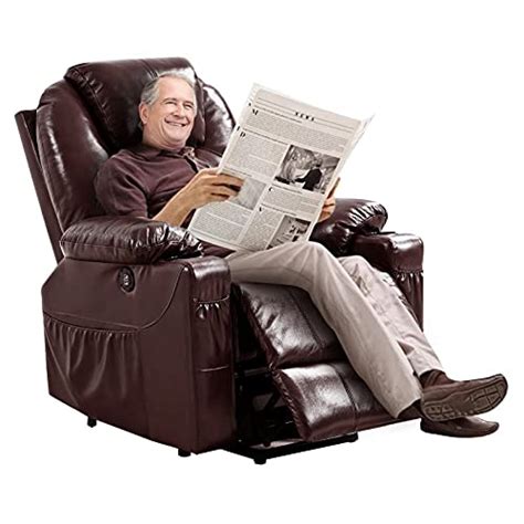 easeland power lift recliner chair genuine leather for elderly with massage and heated okin