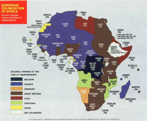 What was the main goal of imperialists in africa? #Africa - former colonization powers, and years of independence by country. Not sure about the ...